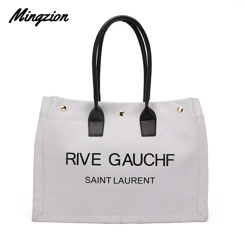 

Mingzion Casual Canvas Bag Women Portable Tote Shoulder Shopping Bags Multifunction Reusable Shopping Canvas Handbags Bolsa