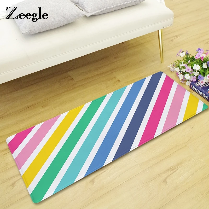Zeegle Rainbow Door Mat Kitchen Carpet Non-slip Bath Mat Sofa Beside Rug Kid Room Decor Carpet Entrance Area Rug Doormats