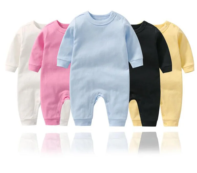 

Soft Cotton Newborn Baby Rompers Full Sleeve Infant Boy Girl Solid Color Jumpsuit Basic Clothing Jumoersuits outfits