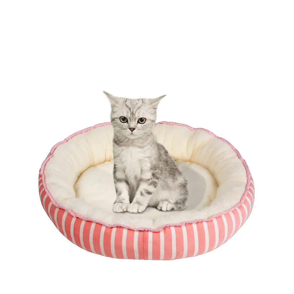 Круглая кровать для собаки, кошки, питомца, гнездо для питомца, моющееся, домик для питомца, собаки, дышащий лежак, диван, глубокий сон, кошачий наполнитель, супер мягкие плюшевые прокладки - Цвет: Розовый