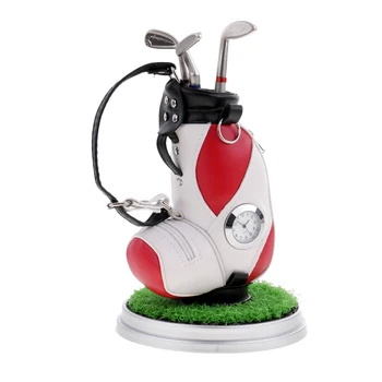 

Desk Decoration Pen Holder With Clock Golf Bag Design Desktop Pen Holder With