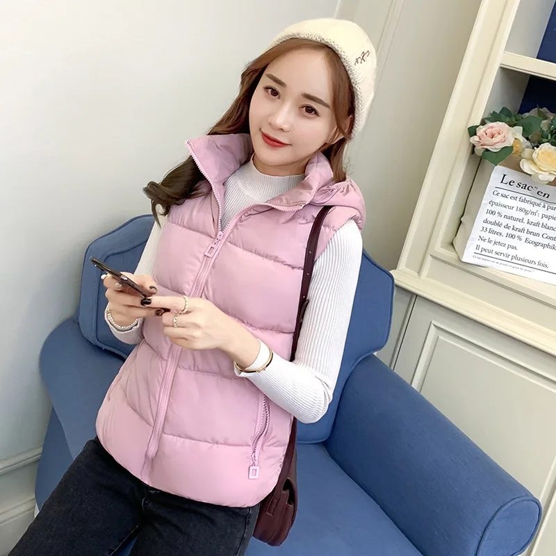 

Down Feather Cotton Vest Female Short Autumn And Winter 2019 New Style Korean-style Solid Color Waistcoat Harajuku Wind Cotton-p