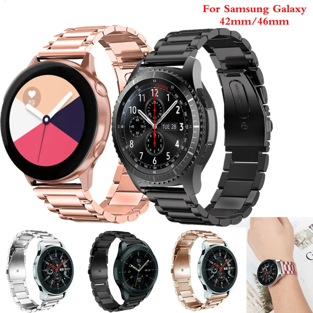 20 мм 22 ширина нержавеющей стали ремешок для samsung Galaxy Watch active 42 46 браслет