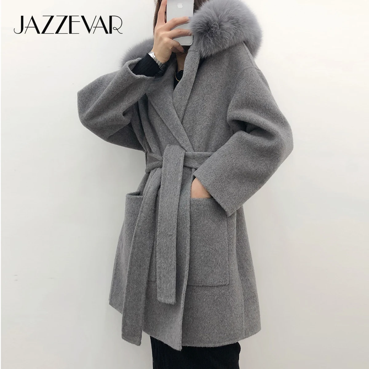 JAZZEVAR 2020 зимняя куртка повседневная женская шуба из натурального Лисьего меха