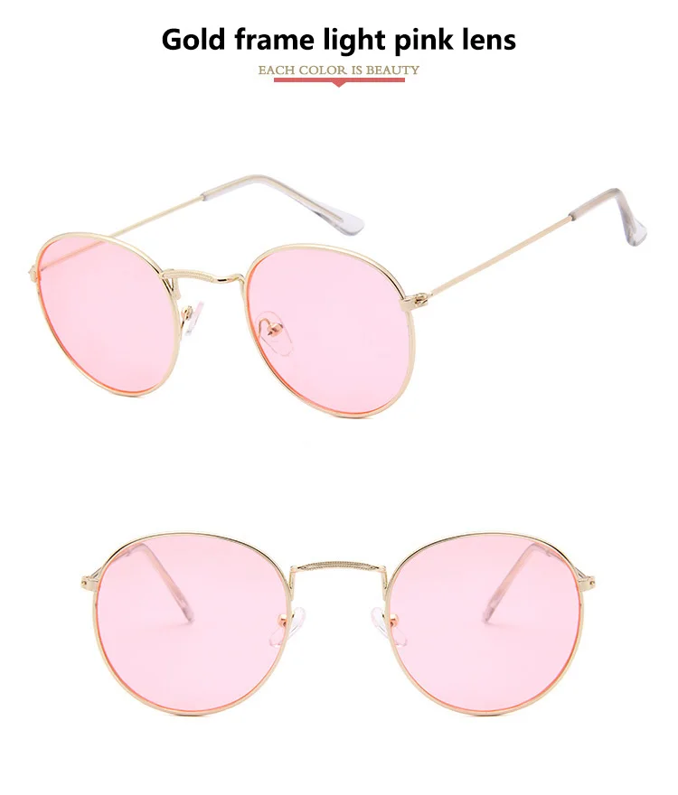 cute sunglasses Fashion Small Round Metal Frame Sunglasses Men and Women Vintage Retro Dazzle Color Reflective Ladies Brand Sun Glasses UV400 designer sunglasses for women