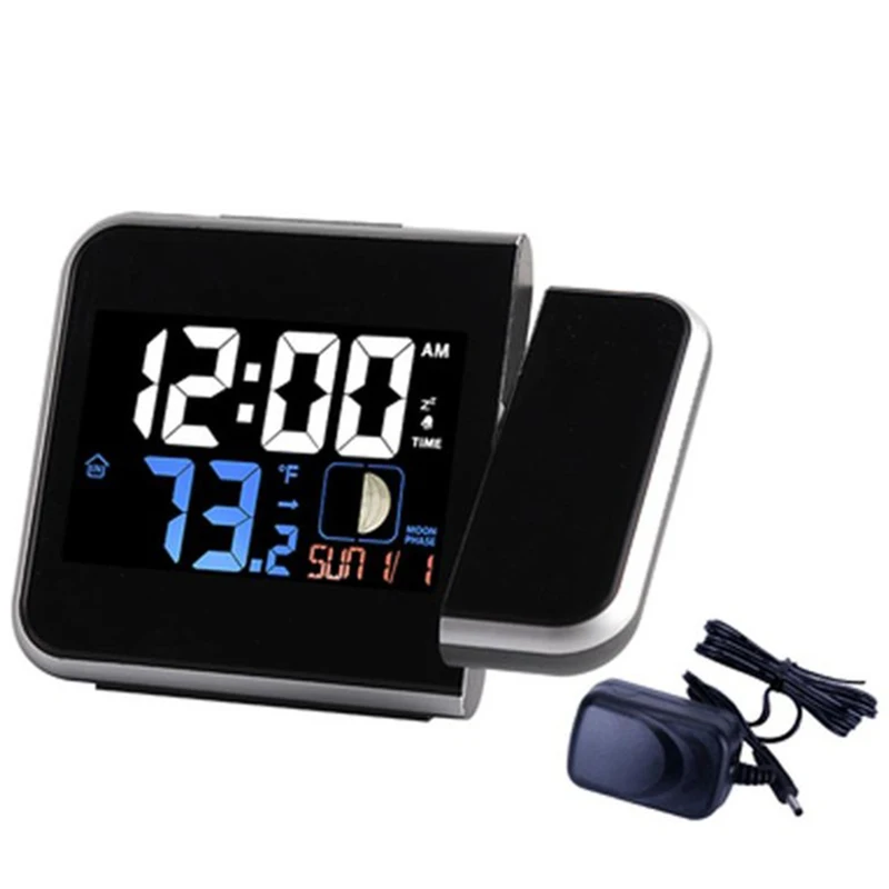 

Projection Alarm Clock, Digital Clock Projector On Ceiling With Indoor/Outdoor Temperature Display, Dual Alarms, Snooze, Color