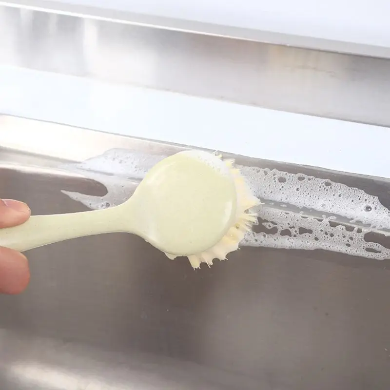 Длинная ручка щетка для чистки кухонной посуды Пшеничная солома мягкая щетка для волос 95AA