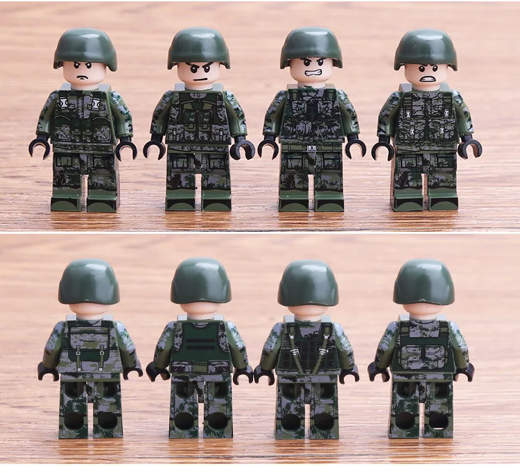  1 Set WW2 Camo Assembled Building Blocks Dolls Military Soldier Weapons City Bricks Building Block 
