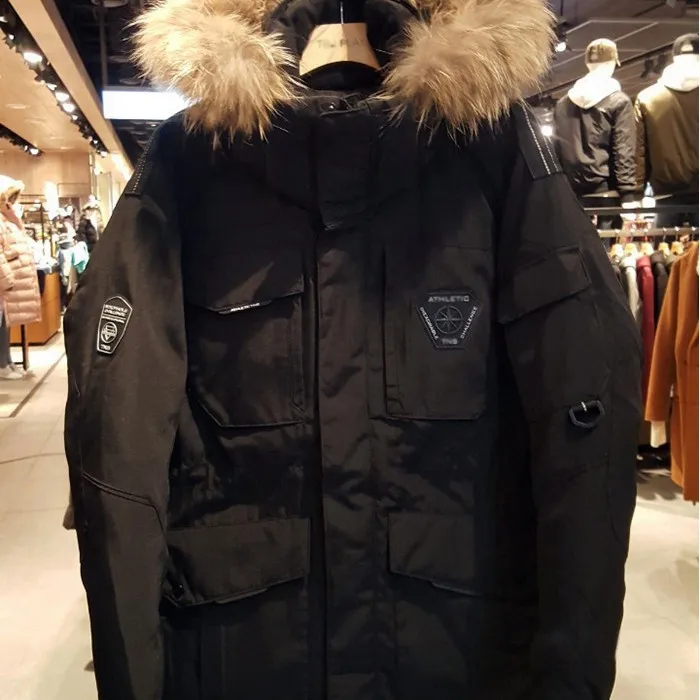 

2019 South Korea Running Man Runningman Army Workwear down Jacket Men's Mid-length Thick Couples Celebrity Men And Women