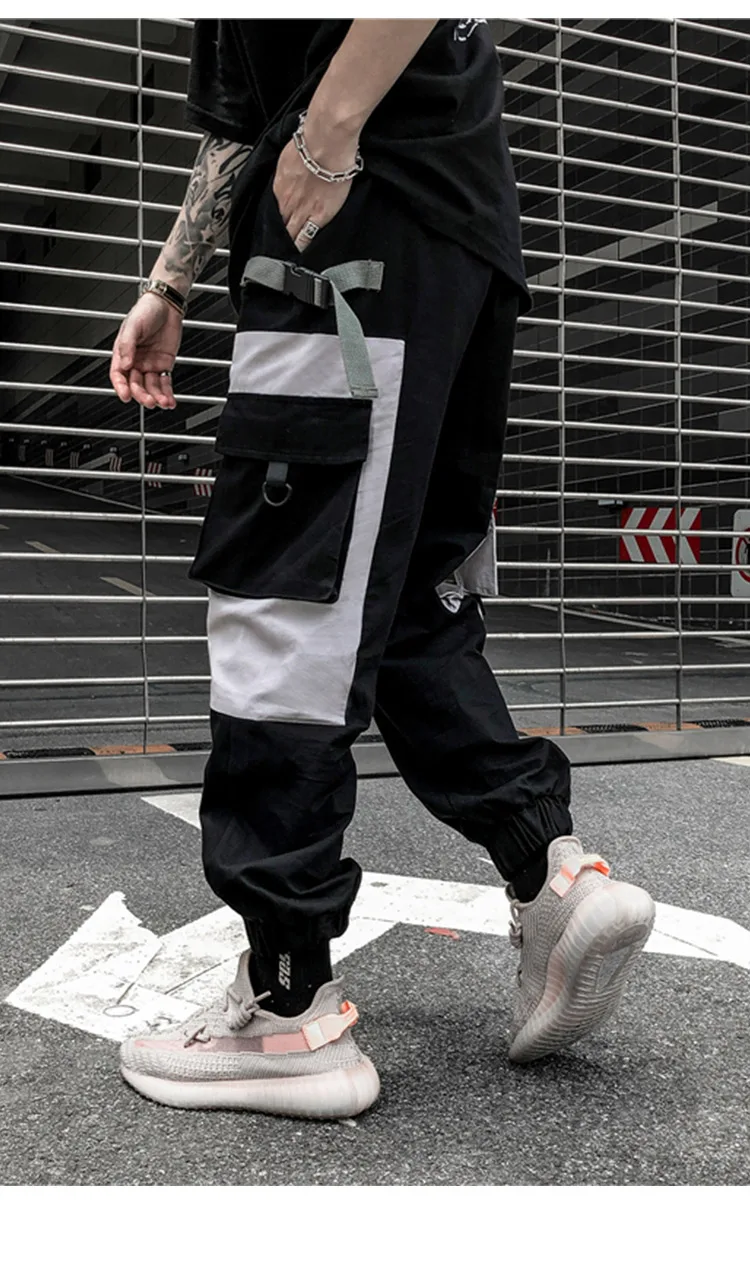 Aolamegs спортивные штаны с несколькими карманами для мужчин брюки эластичный шнурок на талии Высокая уличная передовая хитовая цветная бегунов модная уличная одежда