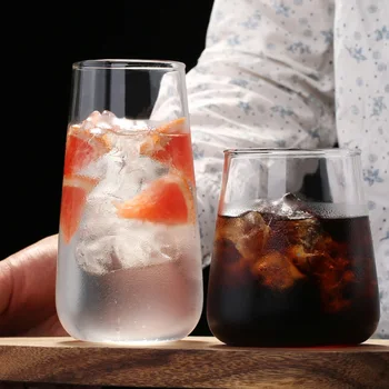 

Tea Cup Glass Cup Coffee Mugs Bar Cocktail Container Summer Dining Beer Cold Drink Milk Drinkware Transparent Juice Cup Gifts