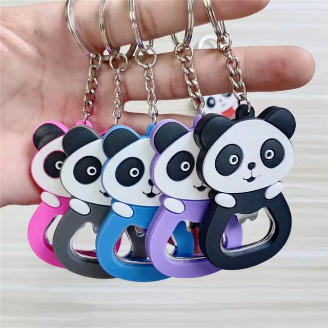 Portachiavi Panda in gomma morbida in PVC carino portachiavi apribottiglie  in Silicone Panda cartone animato portachiavi