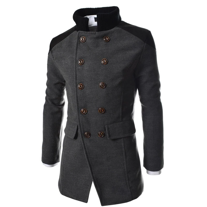Mens Long Trench Coat Autumn Turn-down Collar England Style Double Breasted Coat Slim Windbreaker Gentry Outwear Coat Elegant