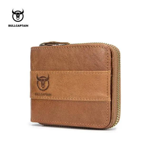 yellow BULLCAPTAIN новое поступление мужской кожаный бумажник RFID мужской кошелек из воловьей кожи портмоне тонкий дизайнерский брендовый кошелек Billetera para hombres - Цвет: yellow