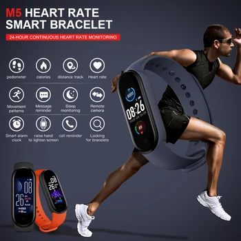 

M5 Smart Band Fitness Tracker Smart Bracelet Heart Rate Monitor Watches Waterproof Sport Wristband For Men Women Smartband