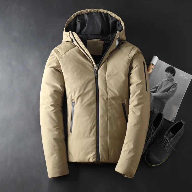 

Nice Men Fashion Down Jacket Winter Down Coat Parka White Duck Down Short Section Thickening Business Jackets Coat Hood