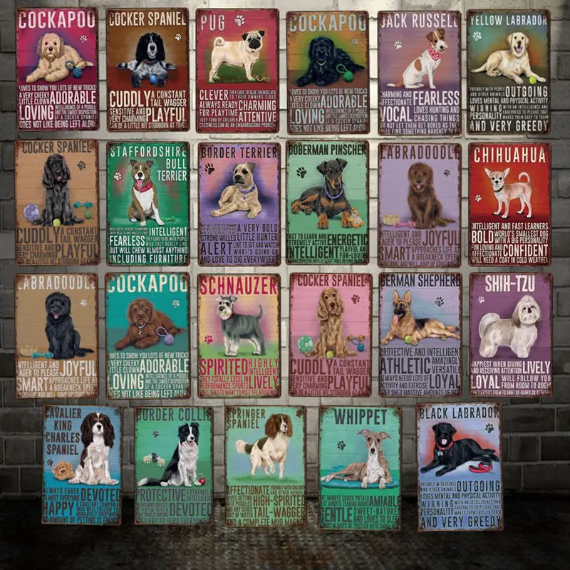 

[ DecorMan ] Custom Pet DOG CAT Metal sign WHIPPET LABRADOOR COCKAPOD wall painting Decor LT-1980