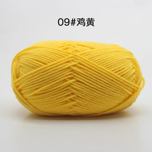 Hot Sale Multi Color Cotton Silk Knitting Yarn Soft Warm Baby Yarn for Hand Knitting thread Supplies 50g/lot No.09 Chicken Yolk