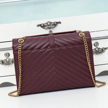 

2020 new luxury designer Niki large single shoulder diagonal chain bag leather large capacity v-box envelope women's bag