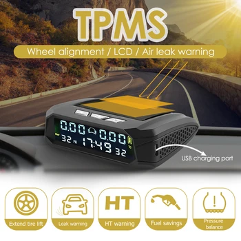 

Solar Truck TPMS Front 2 Wheel Tire Pressure Temperature Monitor Alarm System Easily Installation Personal Car Elements