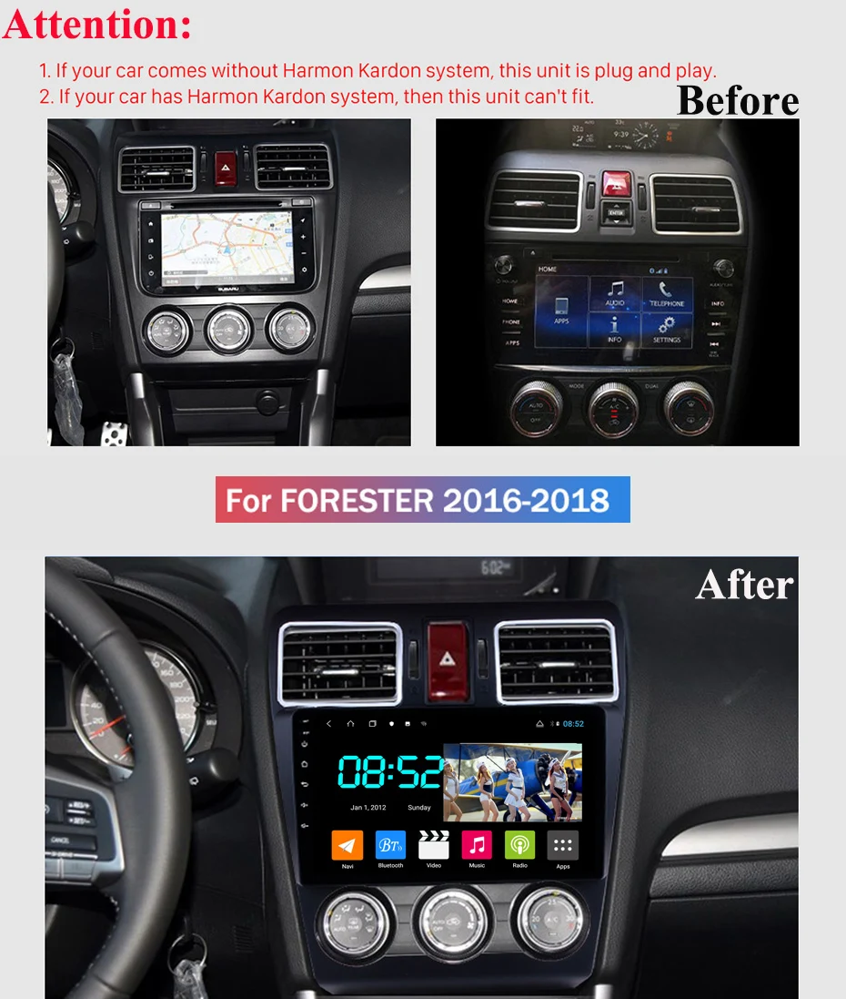 Clearance Android 8.1 CAR DVD 1din multimedia Navi system for Subaru Forester 2016-2018 car gps navigation stereo head unit BT SWC WIFI 1