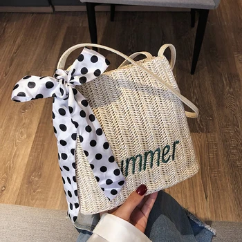 

Women Small Straw Bag Woven Purse Handbag Crossbody Boho Beach Summer Tote Purse Rattan Bag Messenger
