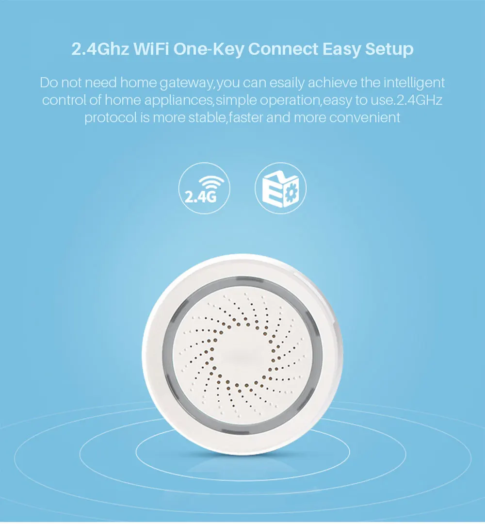 Timethinker WiFi сирена датчик сигнализации умный дом система безопасности Tuya приложение управление Зарядка через usb работа с Alexa Google Home IFTTT