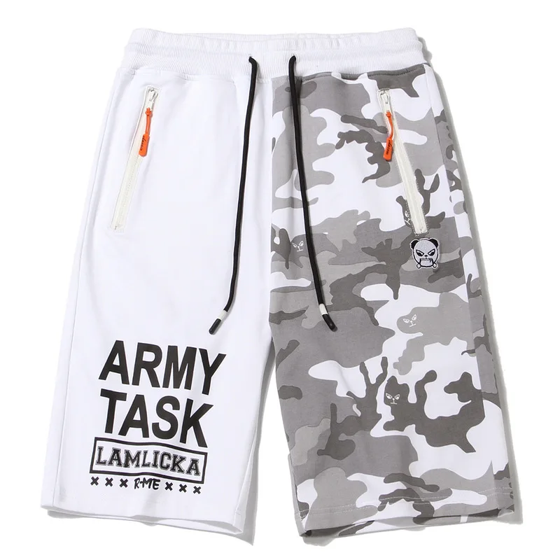 Новое поступление, короткие летние камуфляжные штаны с эластичной резинкой на талии, брендовые свободные большие хлопковые дышащие повседневные мужские шорты с принтом