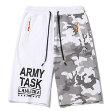 Новое поступление, короткие летние камуфляжные штаны с эластичной резинкой на талии, брендовые свободные большие хлопковые дышащие повседневные мужские шорты с принтом