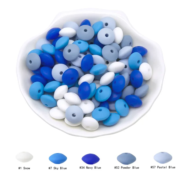 Cute-Idea 20Pcs Silicone Lentil Beads 12MM Baby Abacus Teething Beads BPA Free Newborn Baby Rodent Pacifier Chain Toy Baby goods J