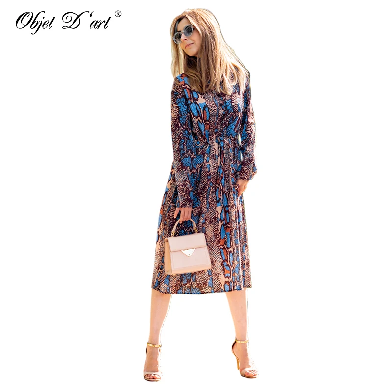 Женское платье рубашка в европейском и американском стиле со змеиным принтом