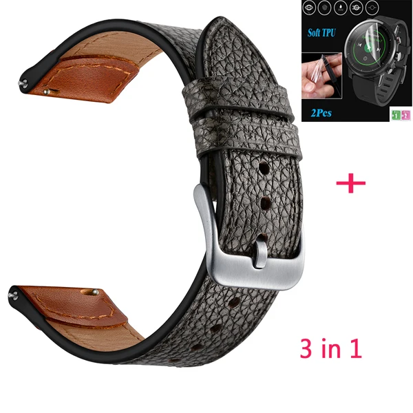Black YHNUJM ремешки для оригинальных Xiaomi Huami Amazfit Stratos Band Amazfit 2 Pace кожаный ремешок 22 мм - Цвет: Black