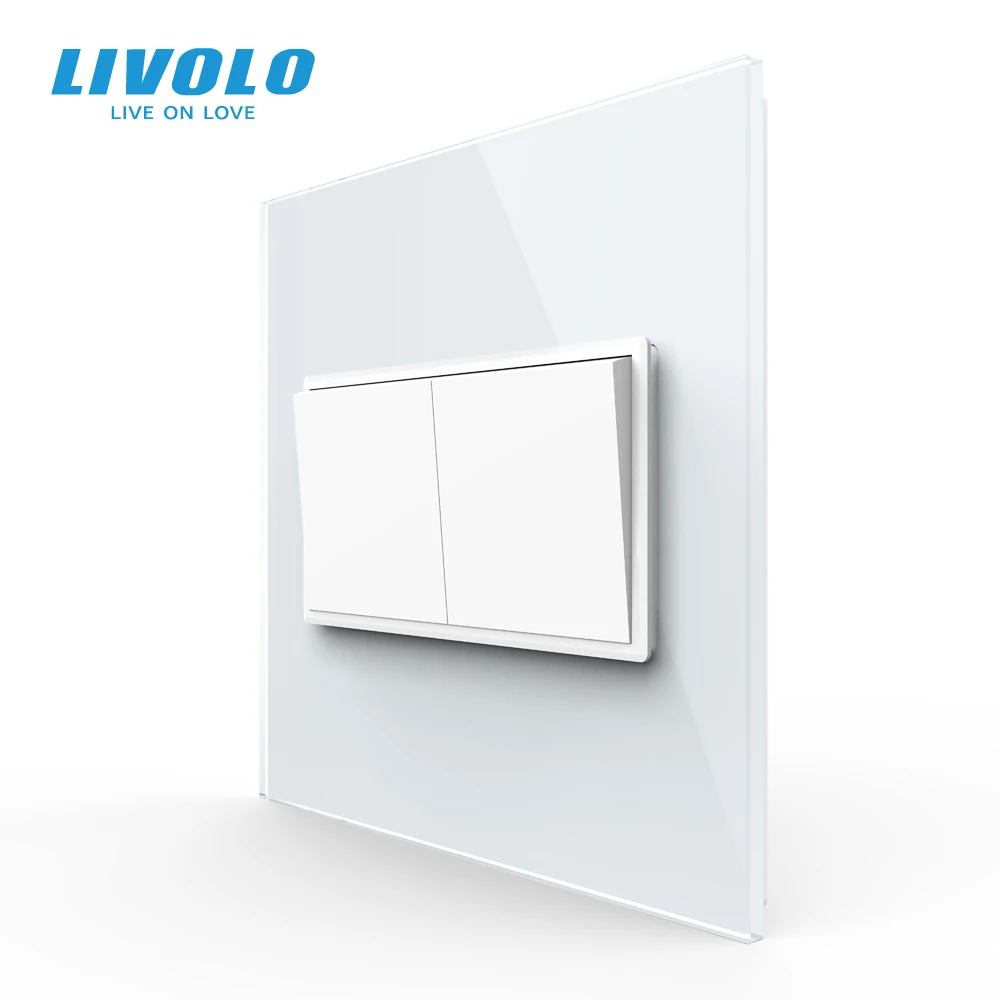 Livolo US AU Standard 90mm Luxurious Telephone Com TV SATV aiduo socket, white Pearl Crystal Glass panel, socket plugs afbeelding