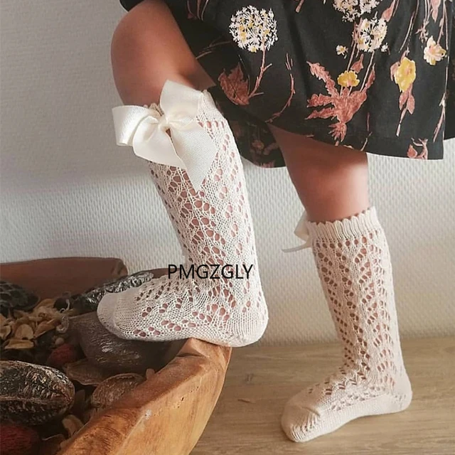 Chaussettes hautes en dentelle pour bébés filles, chaussettes d'hiver  antidérapantes en coton pour enfants de 0 à 5 ans - AliExpress