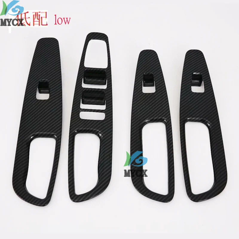 For Hyundai Santa Fe IX45 Carbon Fiber Window Lift Switch Button Cover Trims Door Armrest Panel Frame Interior Accessories - Цвет: B
