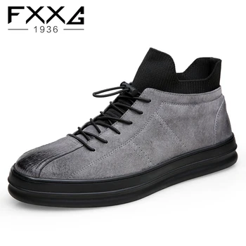 

New men's sportswear shoes leather breathable casual high top shoes flat comfortable men's shoes