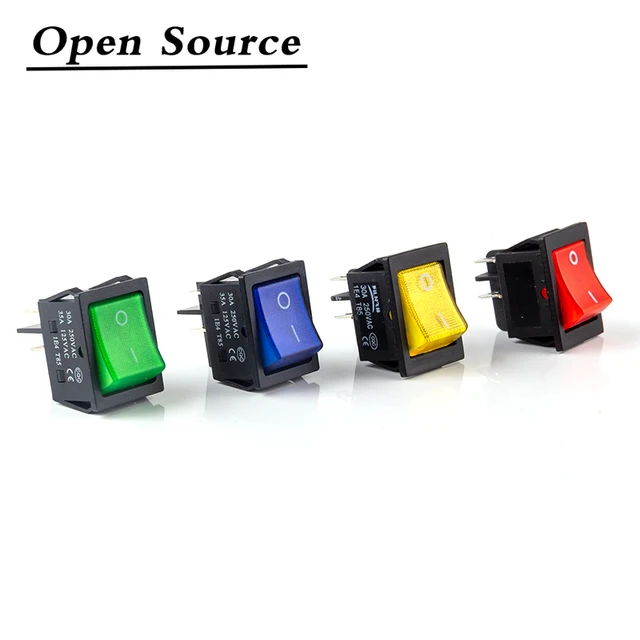 KCD4 Wippschalter 20A 250VAC | 30x22mm Montageloch | DPST EIN-AUS | Ohne Beleuchtung Schwarz