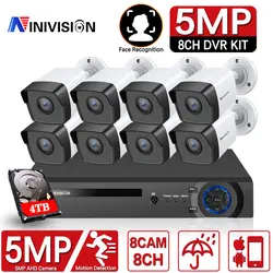 Kit de système de sécurité de vidéosurveillance, 8 canaux, DVR, 5mp, PIR, avec disque dur de 2 to et caméra IR 5mp, étanche, pour l'extérieur 
