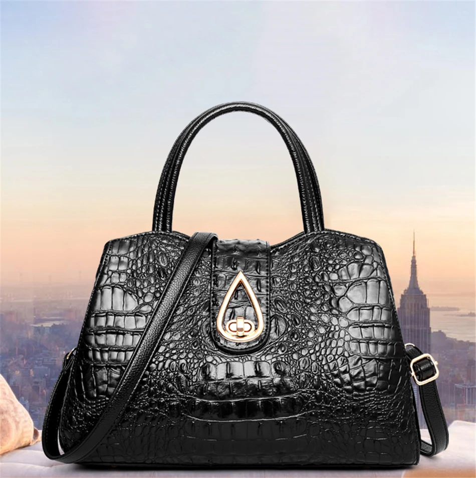 Винтажные женские сумки-тоут классические роскошные сумки с крокодиловым узором женские дизайнерские Элегантные сумки через плечо для женщин