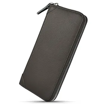 

Wallet Men's Long Wallet Leather Coin Purse Round Fastener 8 Cards Brand Large Capacity Waterproof Classy