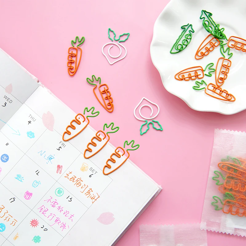 Новые Креативные каваи морковный горох Овощной бумаги клип Декоративный металл закладки декоративные файл Мемо биндеры канцелярские