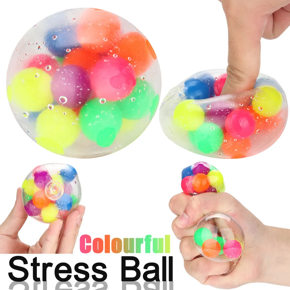 

New arrive 3PCS Non-toxic Color Squeeze Relief Ball Toy Transparent Ball Stress Reliever Toy Kids Adult Christmas Gift juguete