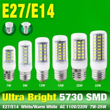 

Ultra Bright 5730 LED Corn Bulb Lamp Light 110V 220V E14 E27 7W 9W 12W 15W 20W 25W Led Spotlight 24 / 36 / 48 / 56 / 69 / 72LEDs