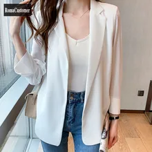 

Korean Elegant Casual Suits Womens Spring New Straight Fashion Concise Office Lady High Street Blouse Vintage Solid Jackets