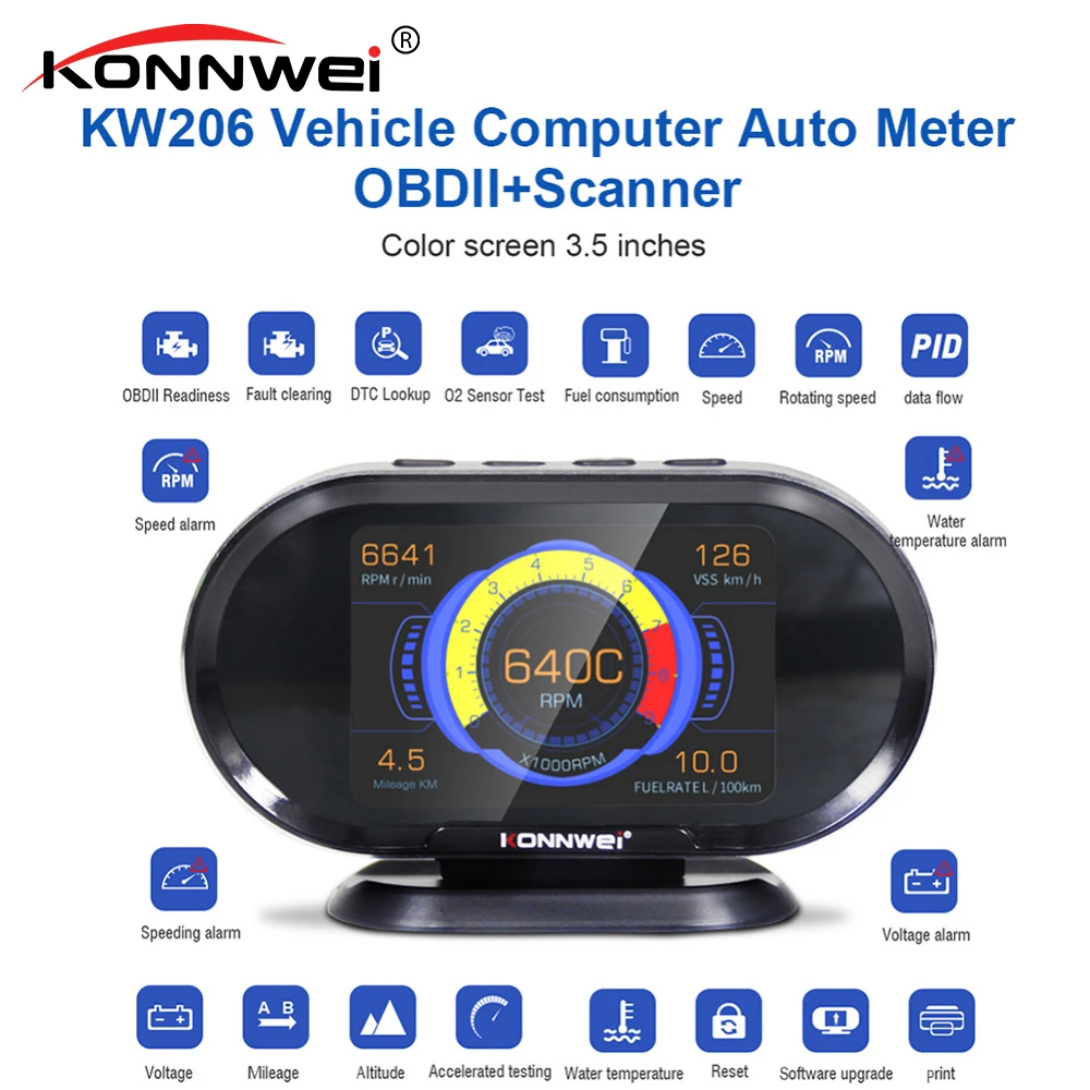 OBD2 On-Board Computer Auto Car Digital Computer Display OBD 2 Scanner Fuel Consumption Water Temperature Gauge Speedometer HUD
