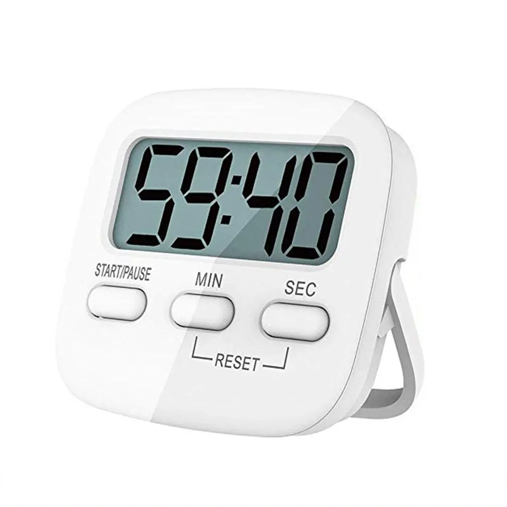Белый Digital Kitchen Timer Magnetic Countdown Stopwatch Timer With Loud Alarm Big Digit Back Stand Hanging Hole - Цвет: Белый