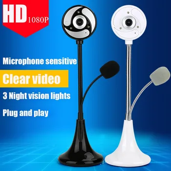 

HD 1080P Webcam Desktop Computer PC Video USB With Microphone Night Vision Camera Webcast Web Cam kamera internetowa J80