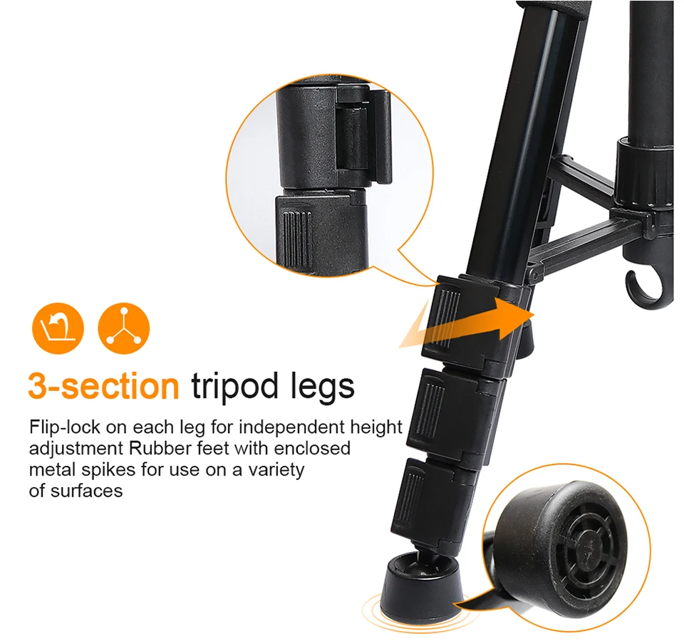 Huepar Multi-function Travel Camera Tripod 56