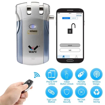 

Bluetooth Wireless intelligent Remote Control Electric door Lock Invisible Keyless Entry Door Lock with 4 Remote Control