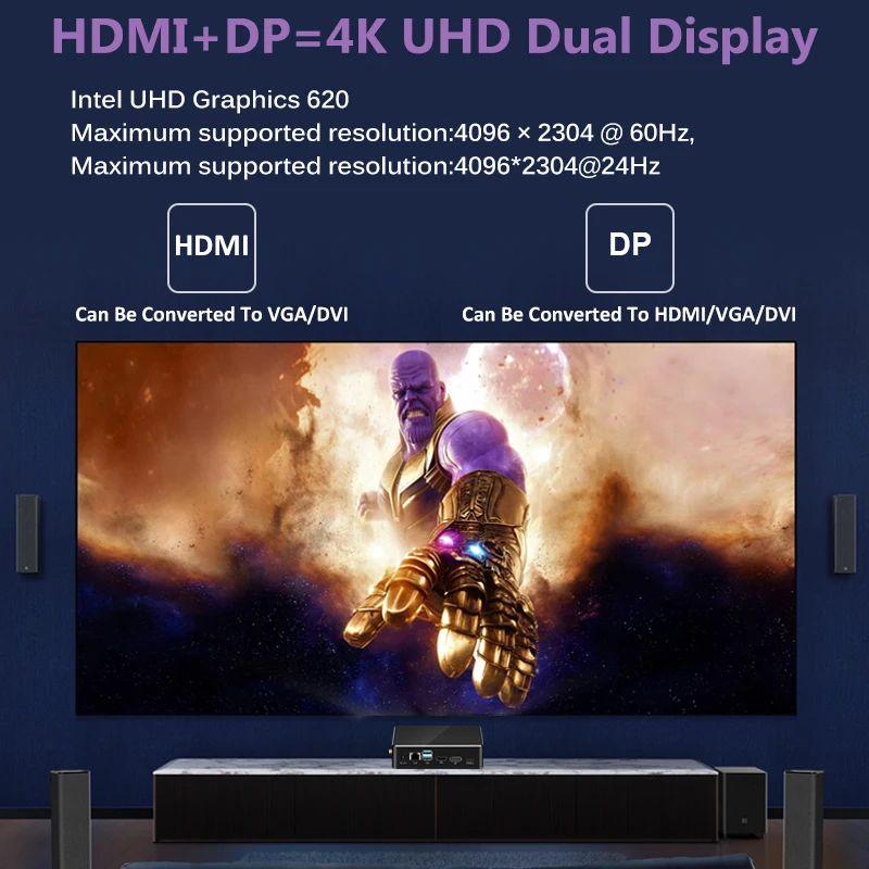  XCY Mini PC 8th Intel Core i7 8565U i5 Processor DDR4 RAM DP HDMI M.2 SSD Win 10 Linux 4K UHD HTPC 